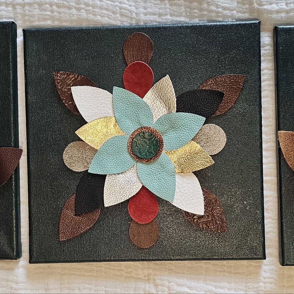Floral Leather Art on Canvas